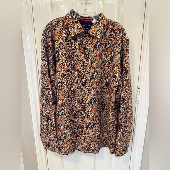 Silver Stone Men’s Paisley Shirt 3XL (Fits like XL) Brown Orange Modern NWOT - Picture 14 of 14
